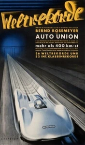 Weltrekorde 1937 Bernd Rosemeyer - Auto Union embossed metal sign 300mm x 200mm - Picture 1 of 2