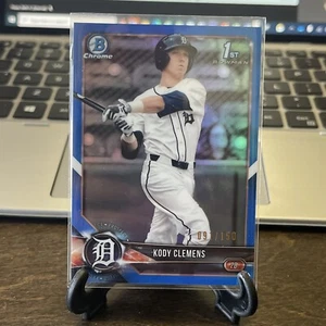 2018 Kody Clemens 1st Bowman  Chrome Blue Refractor /150 BDC-121 Detroit Tigers - Picture 1 of 5