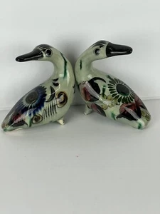 Folk Art Tonala Pottery Hand Painted Ceramic Birds Pair Of 2 6x5” - Picture 1 of 5