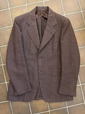 Винтажный 1930-х коричневый нашивка карман подпоясанный назад Sport пальто куртка Blazer размер 36/38 - Изображение 1 из 4