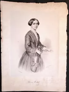 JOHANNA BIERLICH Violinista Jumbo Incisione Iscritta a Teresa Milanollo, 1854 - Foto 1 di 2