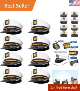 8 Stück Kapitänsmützen verstellbar weiß Matrosen Marine Marine Admiral Mützen für Y... - Bild 1 von 9