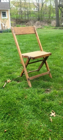 1 Antique Wooden Folding  Chair 300 pounds not wobbly appears to be oak Cover