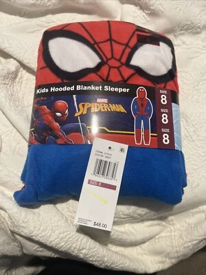 Marvel Spider-Man Kids Hooded Blanket Sleeper Size 8 Cartoon - Image 1 of 4
