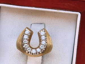 14K GELBWEISSGOLD RING SAUBERE DIAMANTEN HUFEISEN 5,75 - Bild 1 von 16