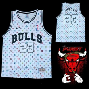 CHICAGO BULLS NBA WHITE AND RAINBOW MICHAEL JORDAN 23 JERSEY SIZE 2XL - Picture 1 of 4