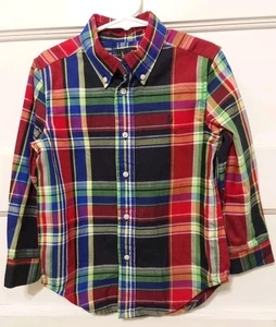 Camisa Ralph Lauren para niño talla 4/4T roja a cuadros manga larga abotonada pony camisa - Imagen 1 de 5