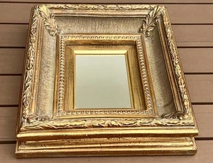 Vintage EUC verzierter Wandspiegel Gold Massivholz rechteckig individuell gerahmt 13"x16" - Bild 1 von 15