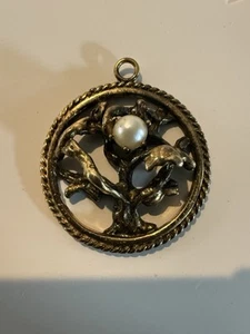 Sterling Tree Of Life W/ Pearl Pendant Look - Picture 1 of 2