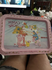 VINTAGE 1987 POPPLES THE CANDY STORE CAPER FOLDING TV TRAY LAP 17" X 12.5" - Picture 1 of 4