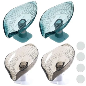 4 Pack Transparent Soap Dish Holder Bar Soap Holder Self Draining for Shower ... - Picture 1 of 7