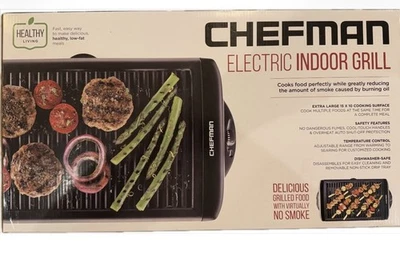 Parrilla eléctrica interior Chefman antiadherente sin humo parrilla de barbacoa temperatura ajustable 1500 W Foto 1 de 3