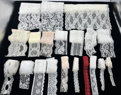 复古花边装饰 20 件残余 1 码每件工艺缝纫垃圾日记混合 — 第 1/4 张图片