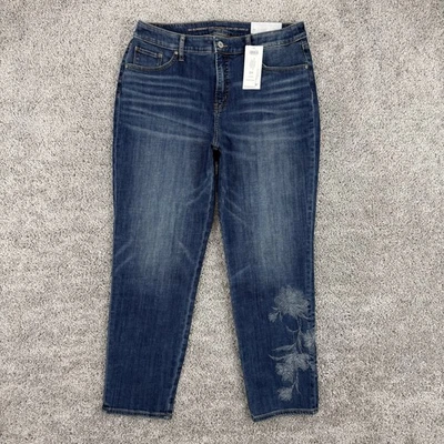 Pantalones de mezclilla Chicos Girlfriend para mujer 2R nuevos con etiquetas barlovento índigo floral bordado tobillo Foto 1 de 4