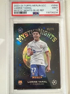 2023-24 Topps Merlin UCC-Mystic Nights Blue Refractor /75 Lamine Yamal #MN-8(RC) - Picture 1 of 7