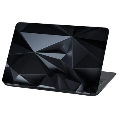 Laptop Folie Aufkleber 13-17"Zoll Skin Vinyl Notebook LP52 Polygon Schwarz - Bild 1 von 4