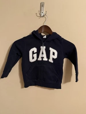 婴儿GAP蓝色全拉链连帽衫运动衫贴花标志幼儿4岁 — 第 1/4 张图片