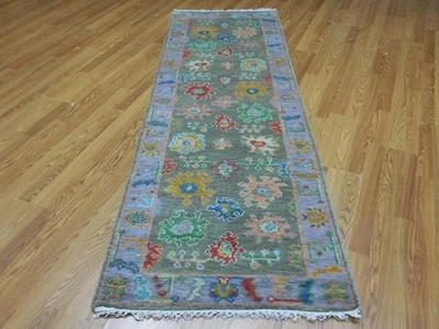 Turkish Oushak Rug,Modern Multicolored Area Rug, Handmade Bohemian Rug 2.7x8 Ft - Image 1 of 4