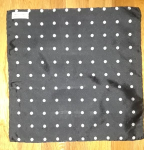 Schwarz weiß gepunktet 100 % Seide steif Twill Einstecktuch 13" Italien - Bild 1 von 2