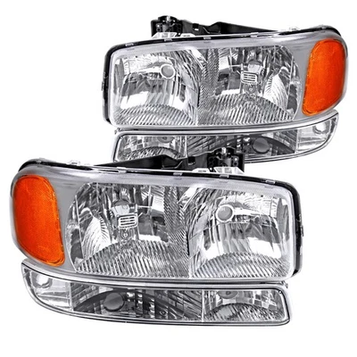 Fits 1999-2006 Gmc Sierra 2000-2006 Yukon Xl 1500 2500 Headlights+Bumper Lamps Foto 1 de 4