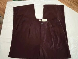 A New Day Size 17 Brown Pleated Front Wide Leg Dress Pants 38X32 Slacks  - Picture 1 of 10