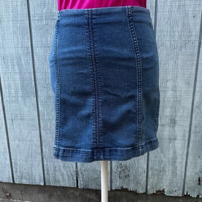 Minifalda vaquera Free People para mujer talla 4 azul jean lápiz cierre con cremallera Foto 1 de 4