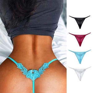 Charming Women's Black Floral Wet Look G string Thong T back Panties Sleepwear - Picture 1 of 16