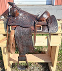 #H1250 14" BIG HORN WESTERN SHOW SADDLE BEAUTIFUL TOOLED LEATHER FREE SHIPPING