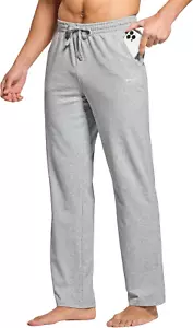 Men'S Cotton Yoga Sweatpants Athletic Pants Open Bottom Exercise Lounge Pants Lo - Picture 1 of 6