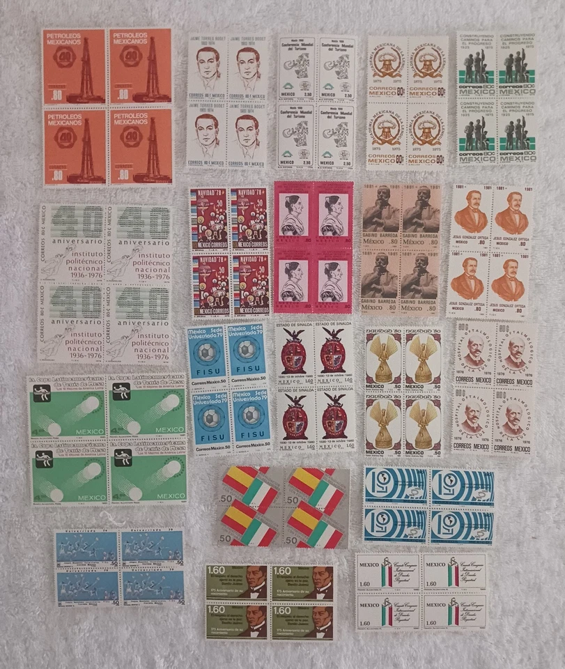 МЕКСИКА - 1975 -1981 - ЛОТ ИЗ 20 БЛОКОВ 4 МАРОК - MNH - #M21 - Изображение 1 из 1