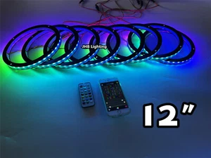 8PCS 12" CHASING Flowing LED 1/2"Spacer Trucks Subwoofers Speaker Rings Lights - Picture 1 of 23
