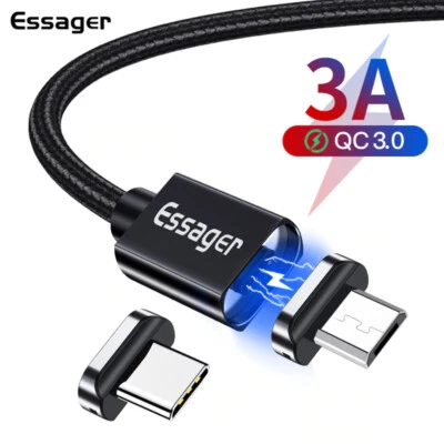 Essager Magnetic USB Cable USB C Micro QC3.0 3A Charging Data Sync. 1m 2m 3m - Image 1 of 4