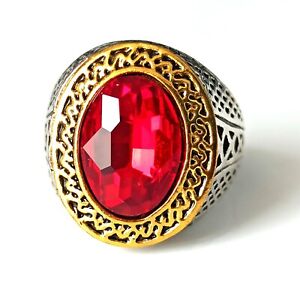Men's Fashion Solid Silver Plated Lab-Created Red Ruby Pretty Ring Size 9 RM-83