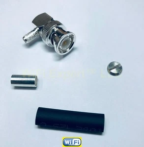 1 x srebrna wtyczka BNC zacisk kątowy prosty RG58 LMR195 RG142 kabel złącze radiowe US - Zdjęcie 1 z 4