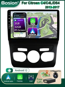 Autoradio Carplay Car Stereo GPS Navi Android14 Per Citroen C4/C4L/DS4 2013-2017 - Foto 1 di 24