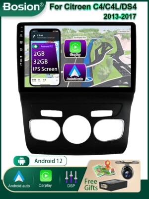 Autoradio Carplay Car Stereo GPS Navi Android14 Per Citroen C4/C4L/DS4 2013-2017 - Immagine 1 di 4