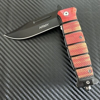 Армейский военный тактический пружинный складной карманный нож с открытым лезвием 8,25 дюйма - Изображение 1 из 4