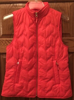 Vineyard Vines Quilted Whale Tail Chevron Puffer Vest Coral Red Woman’s XS - Image 1 of 4