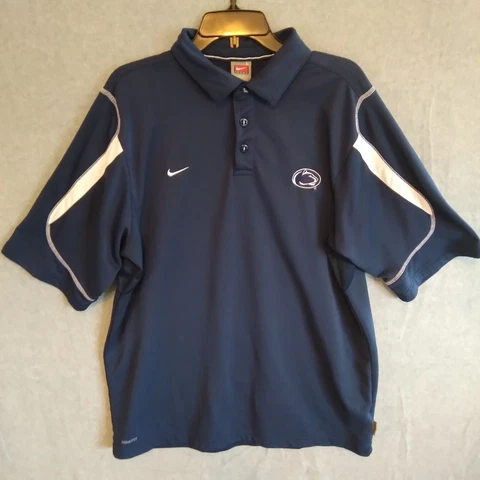 Vintage Penn State Polo Mens Large Blue Nike Team Fit Dry Football Y2K PSU Cover