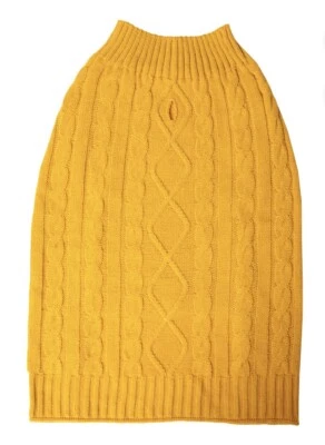 Suéter tejido con cable mostaza vibrante Life Fall para perro (talla XS) 5-10 LBS suéter para mascotas Foto 1 de 4