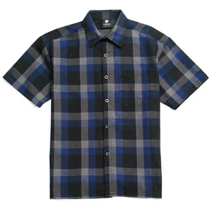 Camisa de trabajo tejida a cuadros manga corta Yago para hombre 24F negra - Imagen 1 de 8