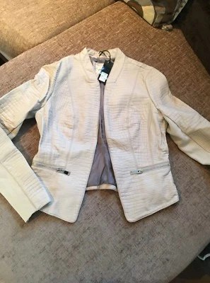 Chaqueta River Island Beige Piel de Cocodrilo Look Talla UK12/US8 NUEVA CON ETIQUETAS Foto 1 de 4