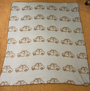 John Lewis Little Home Cars Fleecedecke in blau und braun Nähte 51”x56” - Bild 1 von 5