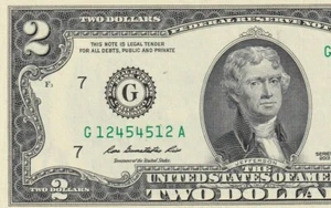 G12454512A 2003 2$ FEDERAL RESERVE NOTE DOUBLE REPEATER. EXCELLENT CONDITION - Picture 1 of 3