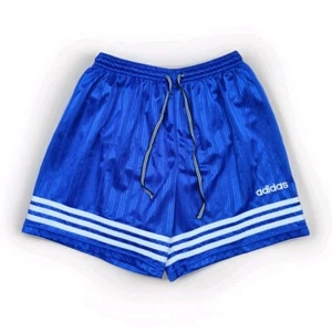 ADIDAS Glanz Shorts D6 M Fußball Turnhose Vintage Retro Sport blau 90er Running - Picture 1 of 20