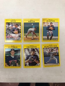 Vintage Lot of 6 Fleer 1991 Minnesota Twins Baseball Cards