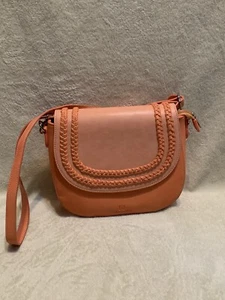 Karla Hanson Leather Crossbody Bag Peach color Detachable strap Summer Vacation - Imagen 1 de 22