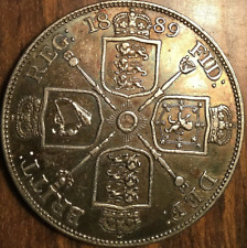 1889 UK GB GREAT BRITAIN SILVER DOUBLE FLORIN COIN