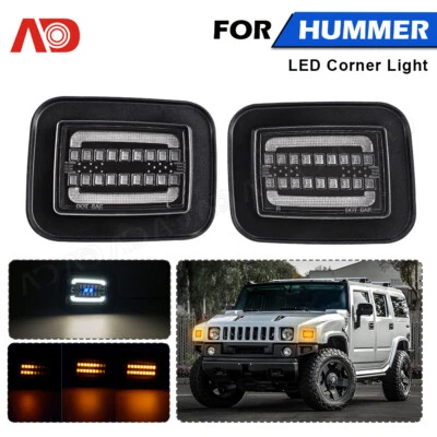 For 03-09 Hummer H2 SUV SUT Clear Front Corner DRL Turn Signal Lights Set of 2 - Image 1 of 4