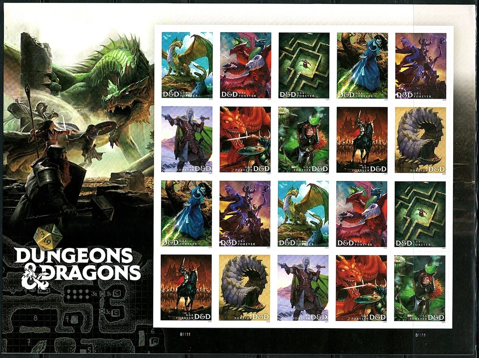 Mint US Dungeons & Dragons Pane of 20 Forever Stamps Scott# 5909-5918 (MNH) - Image 1 of 1